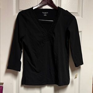Talbots Elegant Black V-Neck Long Sleeve Top